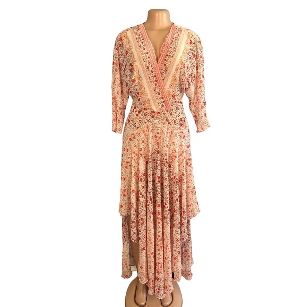 Anthropologie HD in Paris 3/4 Sleeves Floral Asymmetrical Hem Dress - Picture 4 of 11